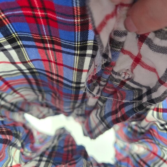 Lane Bryant Plaid Red Blue Button Rayon Tie Front Long Sleeve Shirt Size 20 - Picture 5 of 12